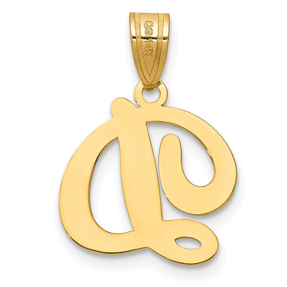 14KY Script Letter D Initial Pendant