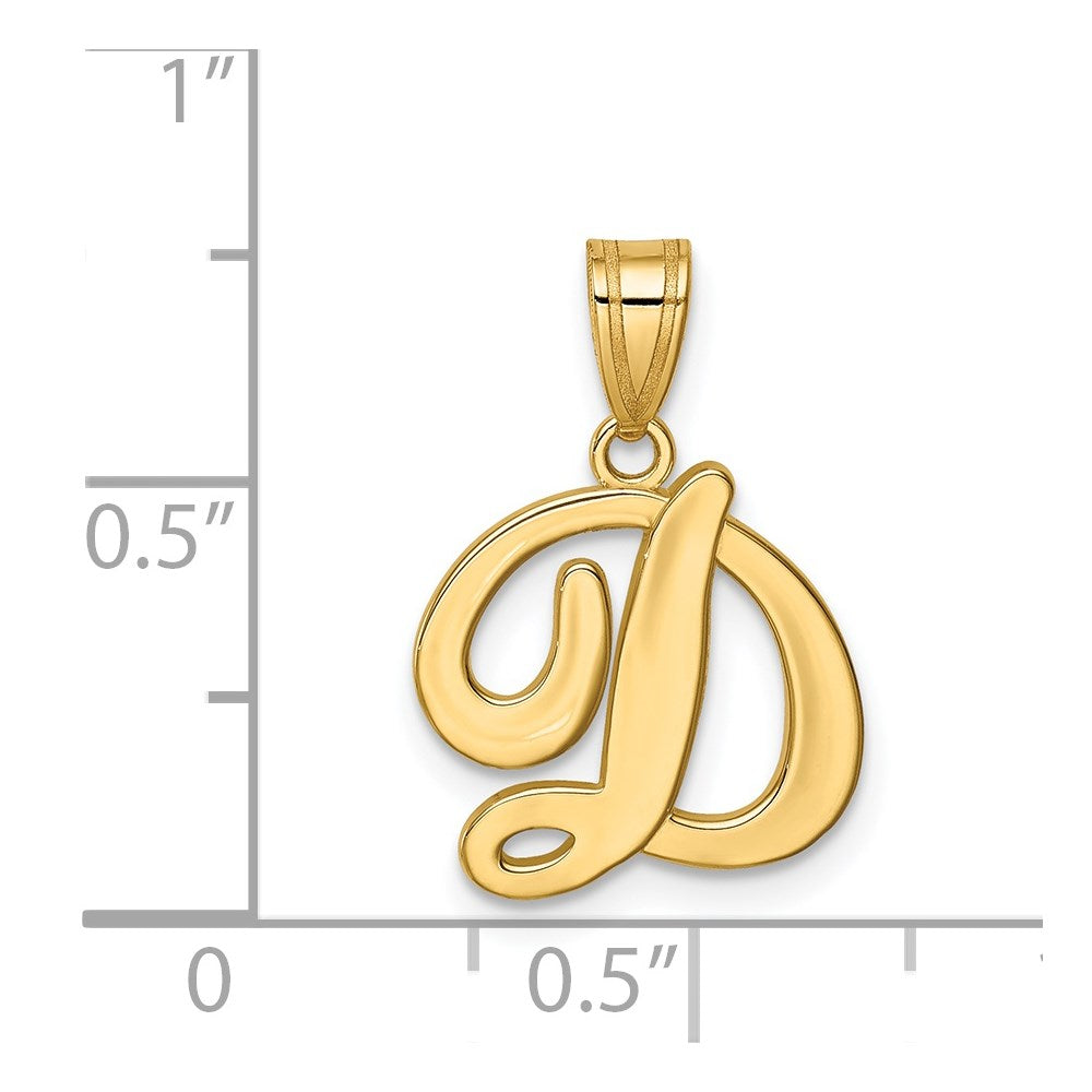 14KY Script Letter D Initial Pendant