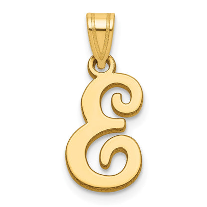 14KY Script Letter E Initial Pendant