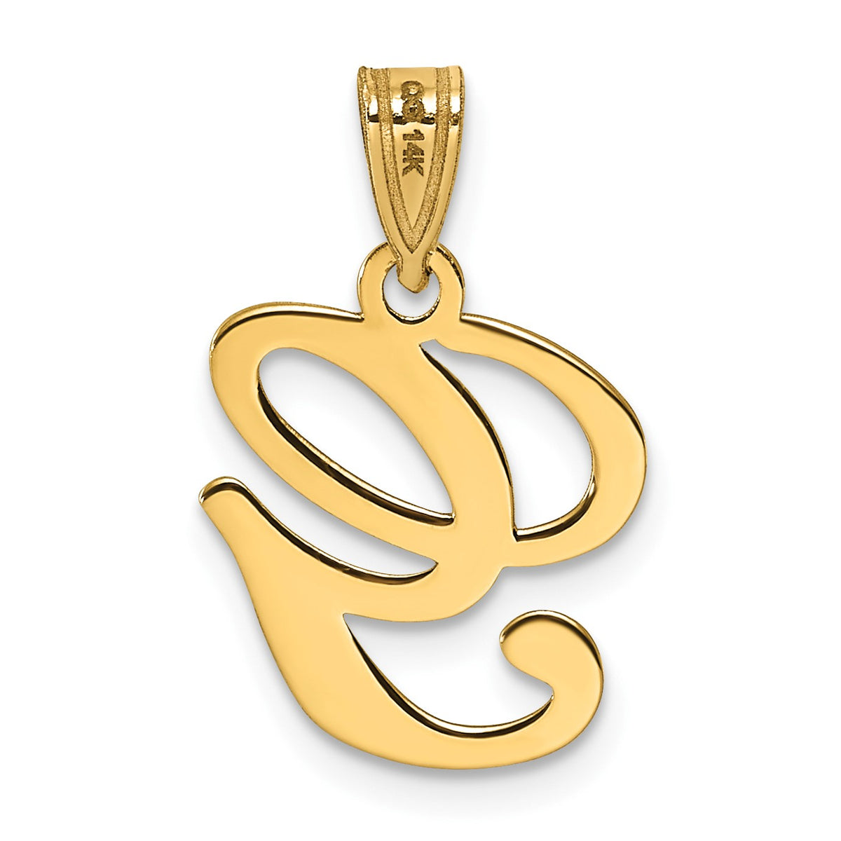 14KY Script Letter G Initial Pendant