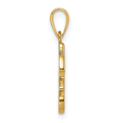 14KY Script Letter H Initial Pendant