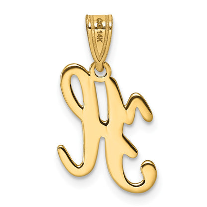 14KY Script Letter H Initial Pendant