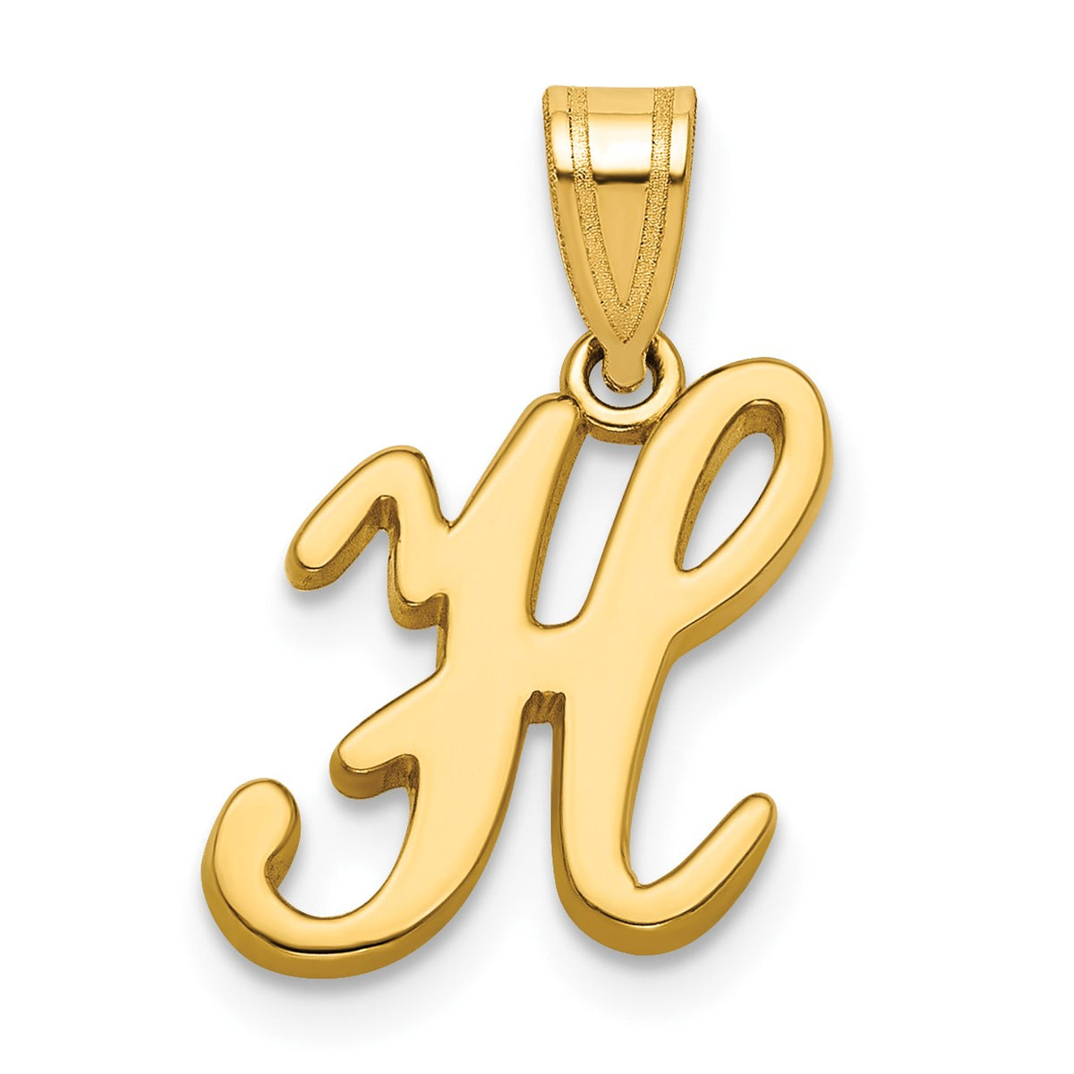 14KY Script Letter H Initial Pendant