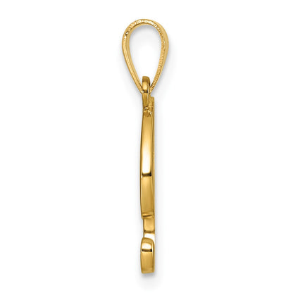 14KY Script Letter I Initial Pendant
