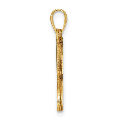 14KY Script Letter J Initial Pendant