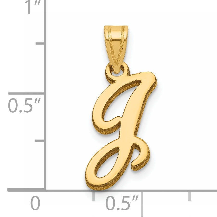 14KY Script Letter J Initial Pendant