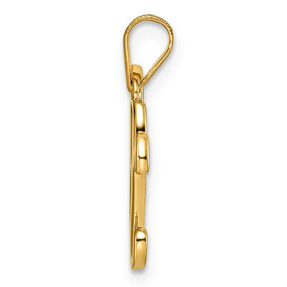 14KY Script Letter K Initial Pendant