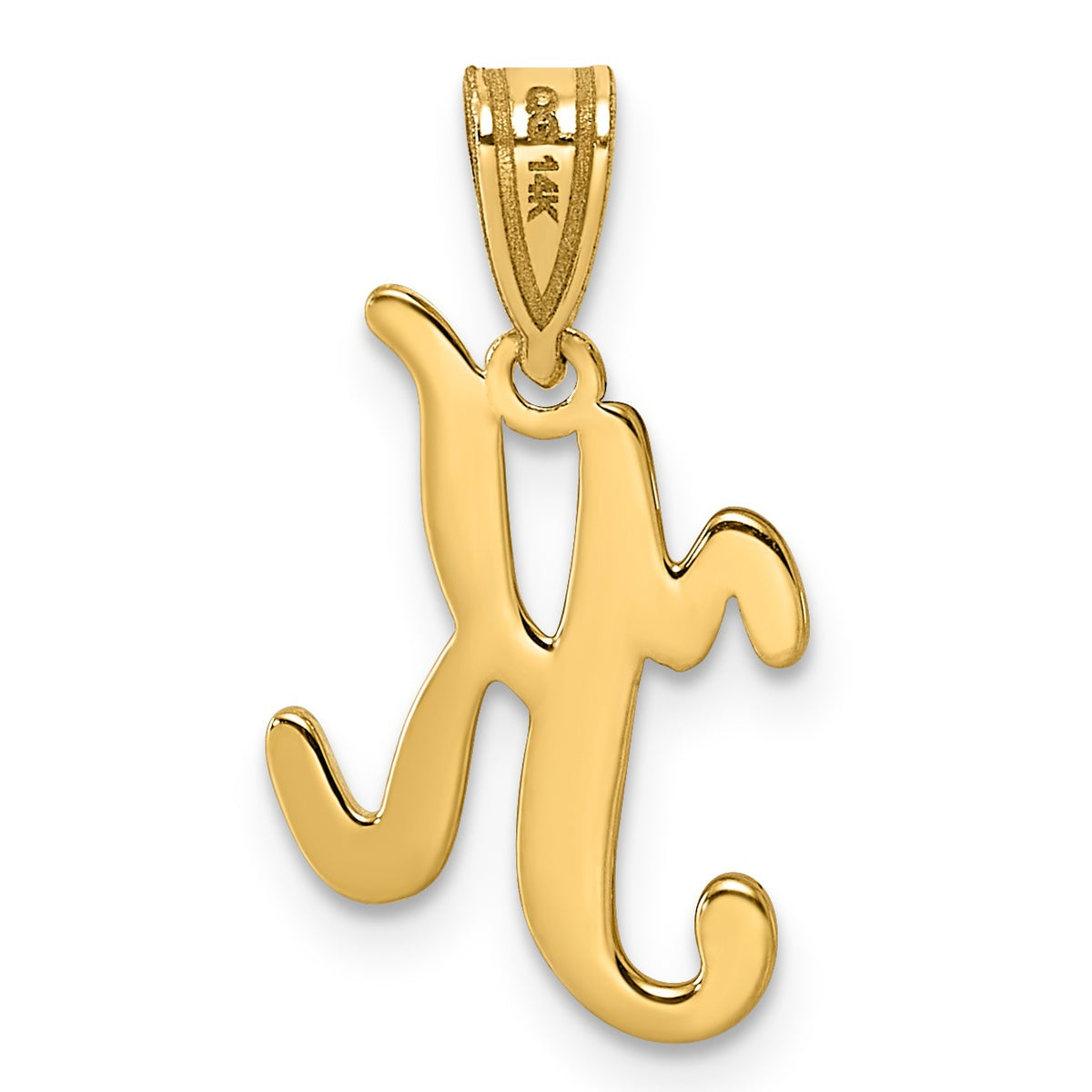 14KY Script Letter K Initial Pendant
