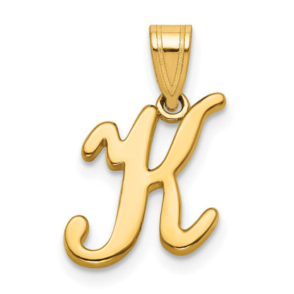 14KY Script Letter K Initial Pendant
