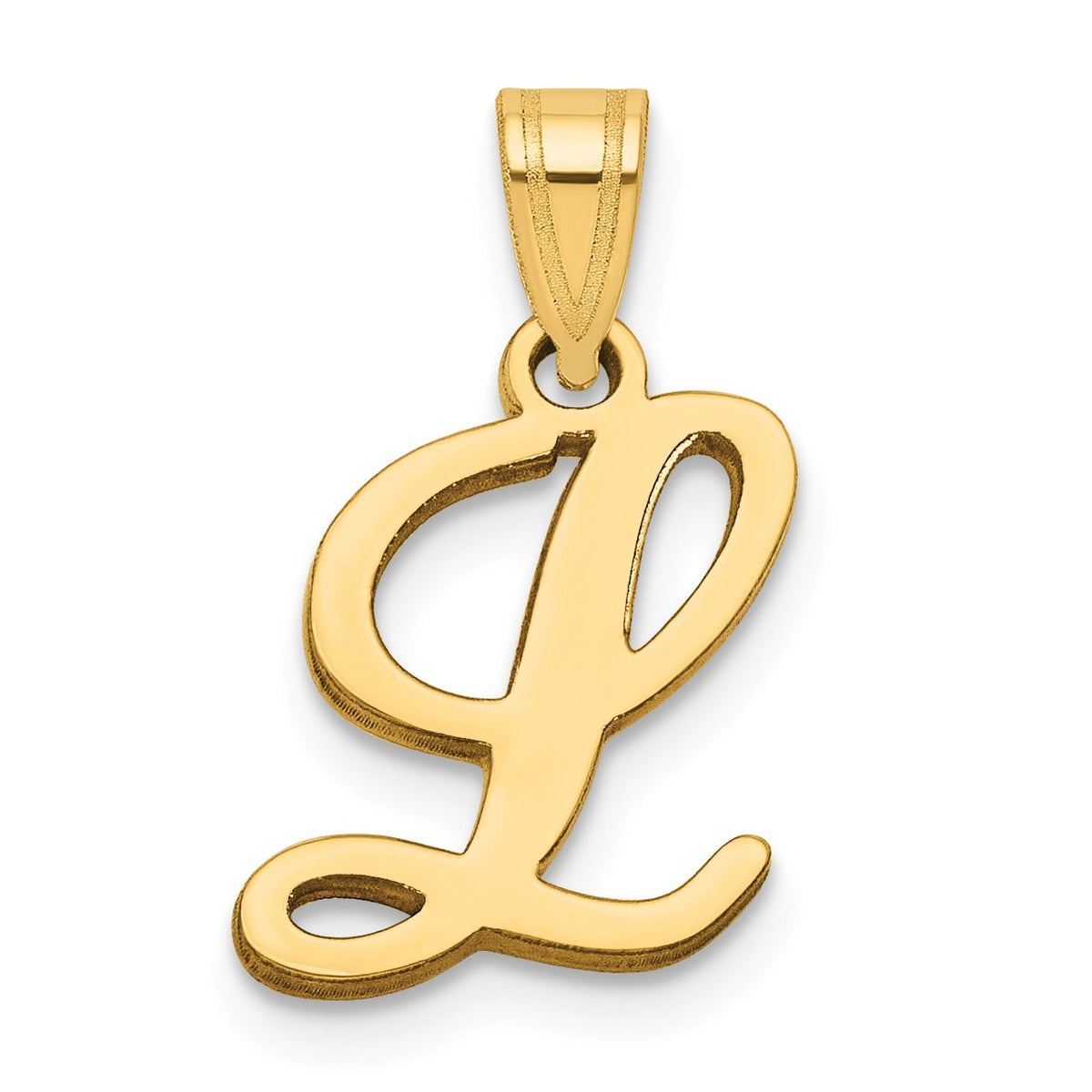14KY Script Letter L Initial Pendant