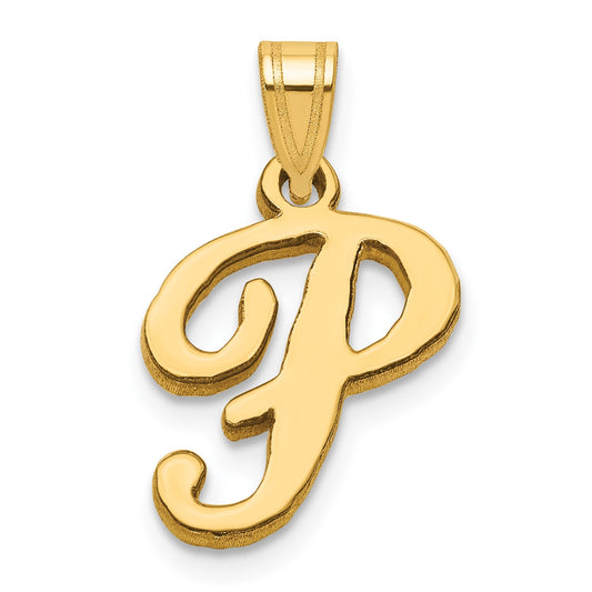 14KY Script Letter P Initial Pendant