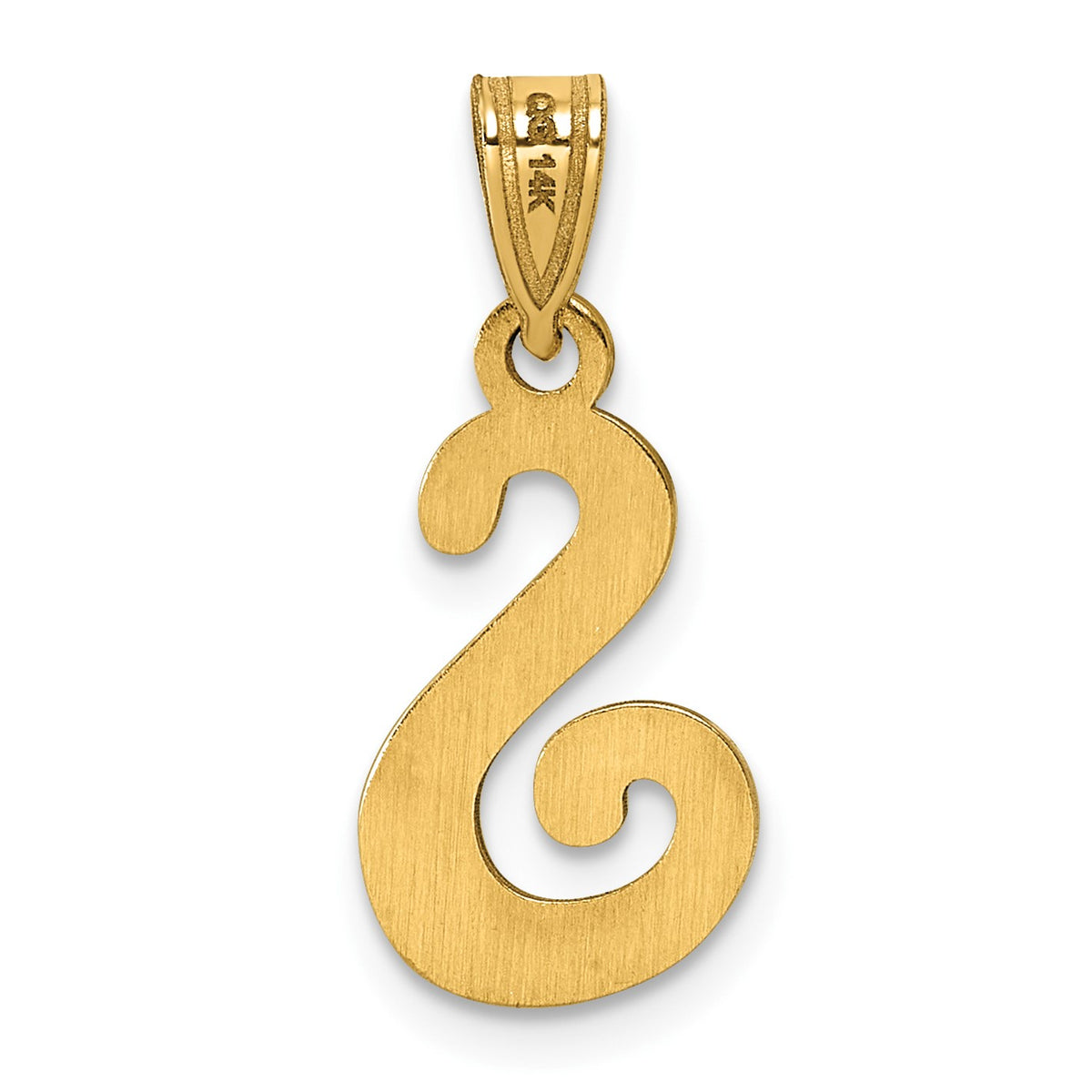14KY Script Letter S Initial Pendant