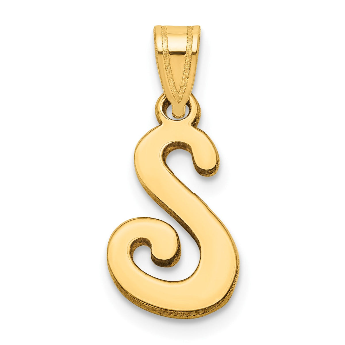 14KY Script Letter S Initial Pendant