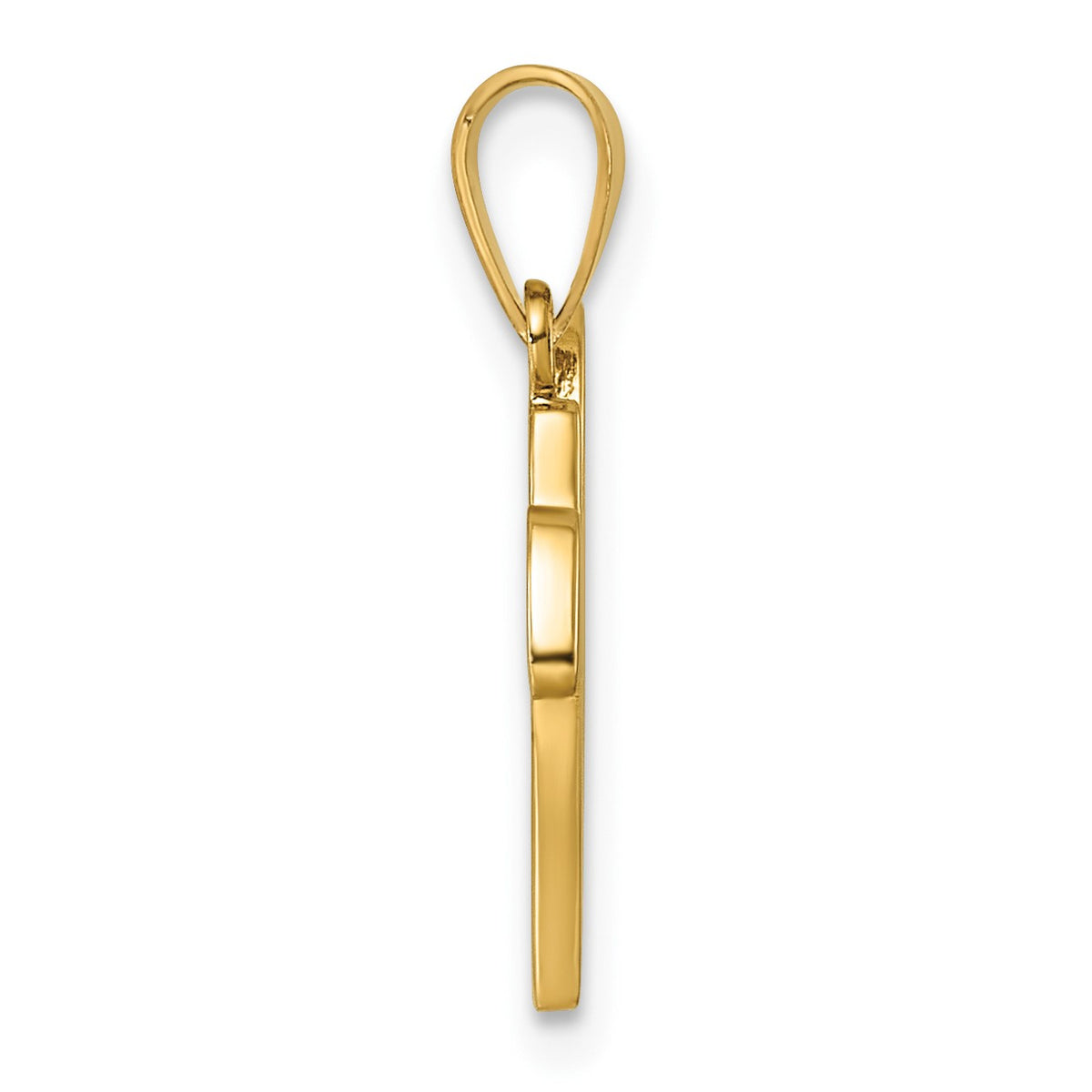 14KY Script Letter V Initial Pendant