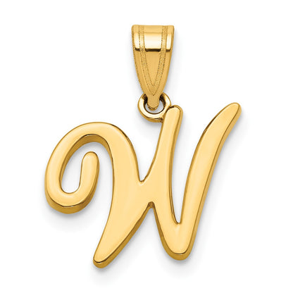 14KY Script Letter W Initial Pendant
