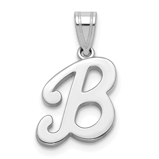 14KW White Gold Script Letter B Initial  Pendant