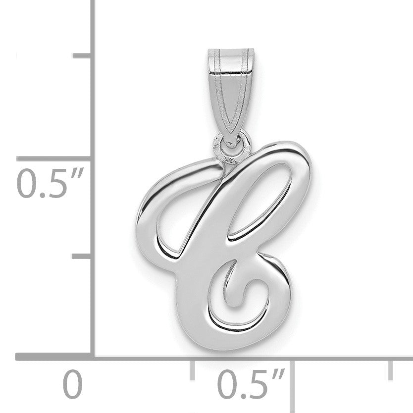 14KW White Gold Script Letter C Initial  Pendant