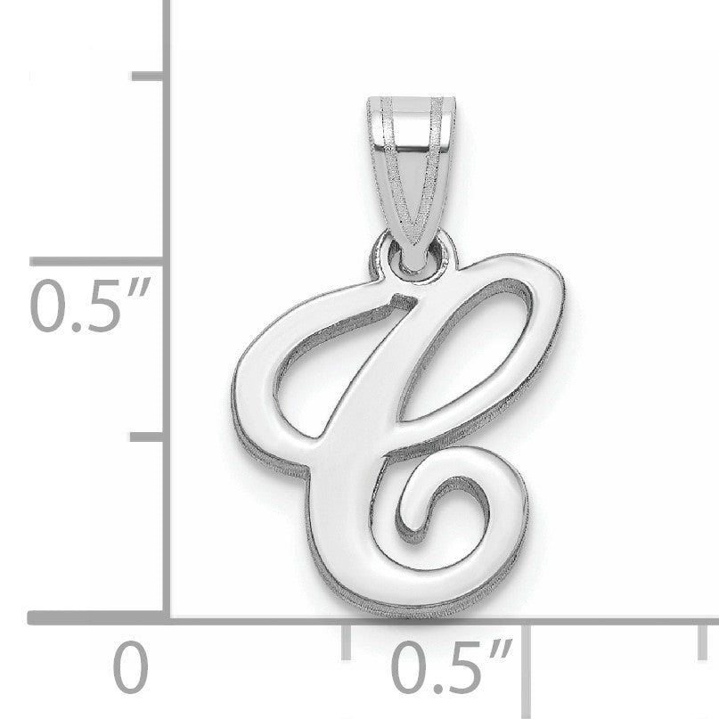14KW White Gold Script Letter C Initial  Pendant