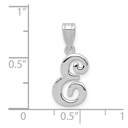 14KW White Gold Script Letter E Initial Pendant