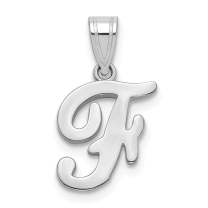 14KW White Gold Script Letter F Initial Pendant