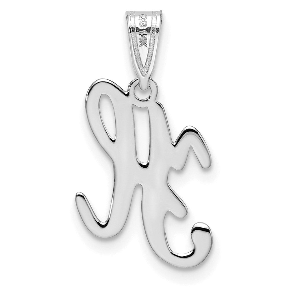 14KW White Gold Script Letter H Initial Pendant