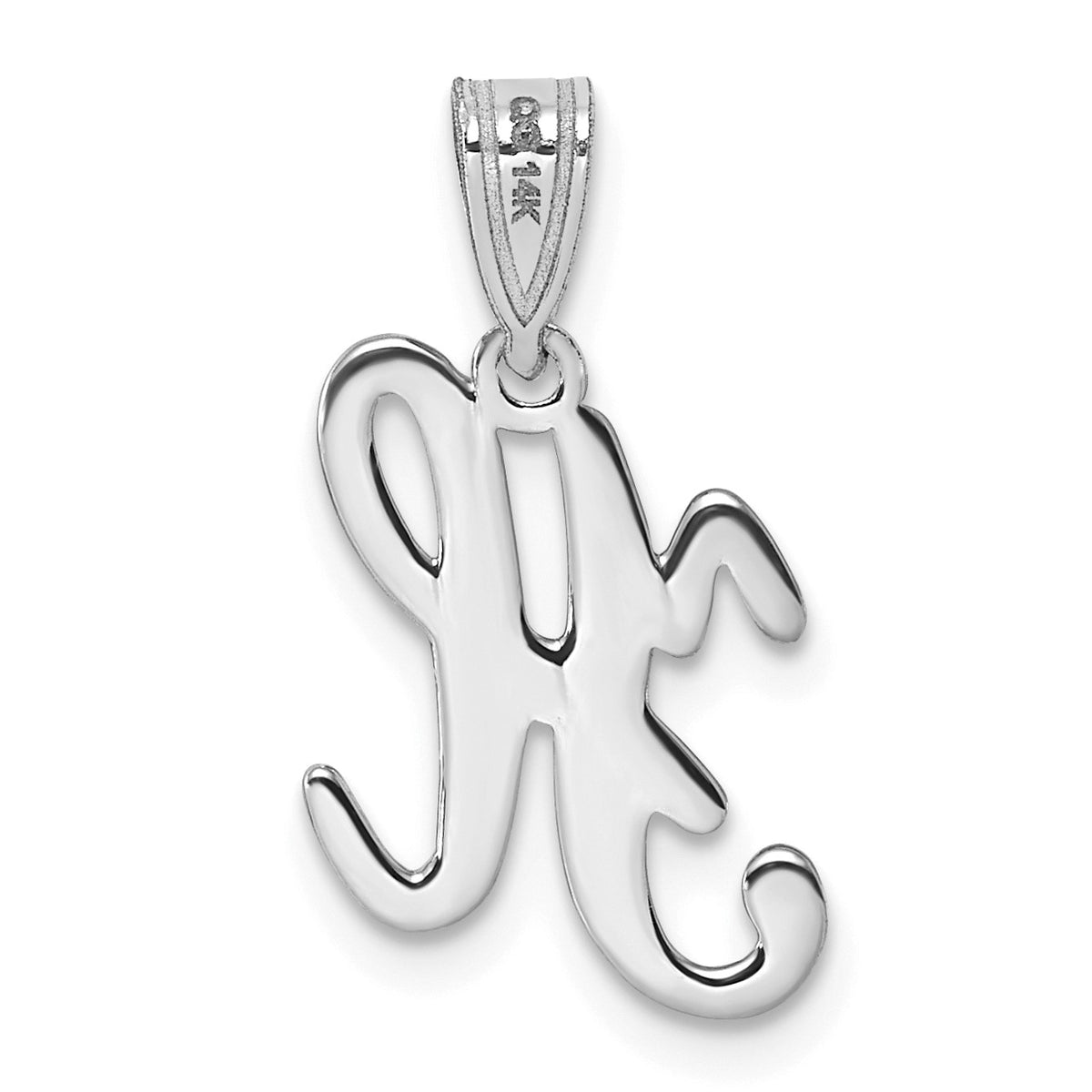 14KW White Gold Script Letter H Initial Pendant