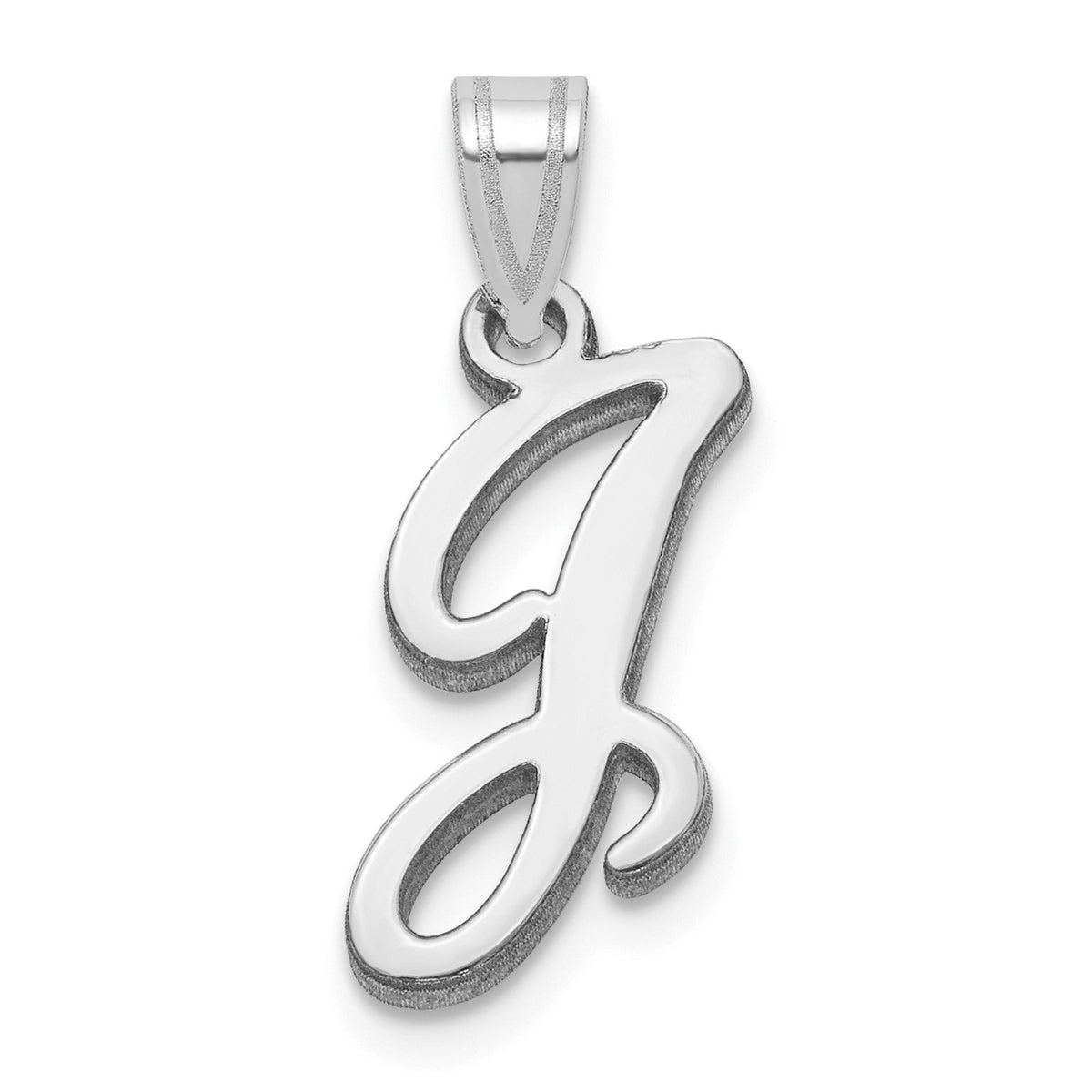 14KW White Gold Script Letter J Initial Pendant