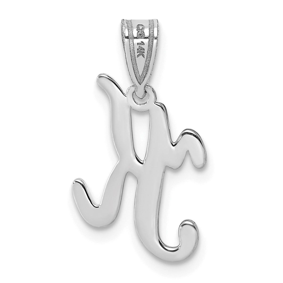 14KW White Gold Script Letter K Initial Pendant