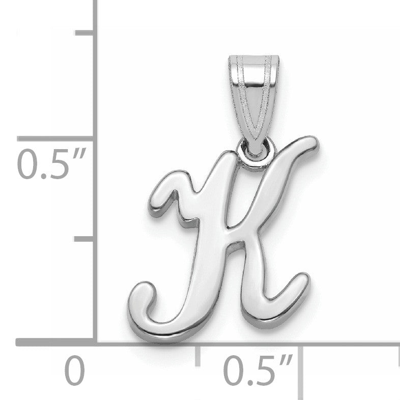 14KW White Gold Script Letter K Initial Pendant