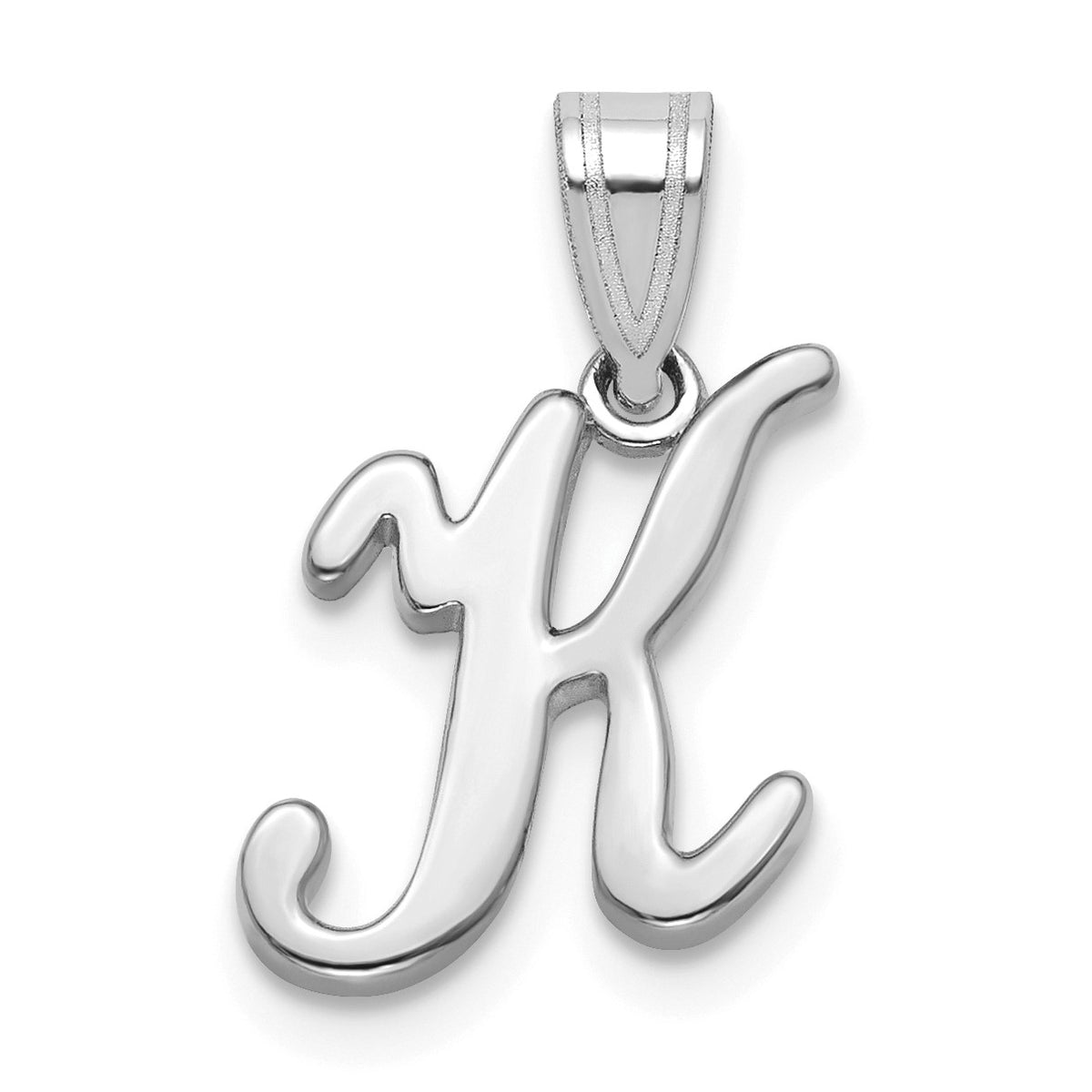 14KW White Gold Script Letter K Initial Pendant