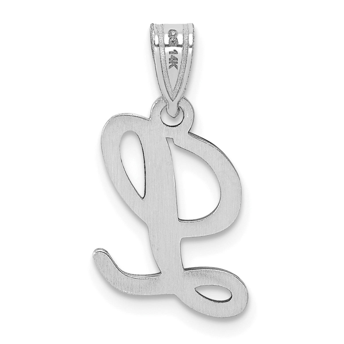 14KW White Gold Script Letter L Initial Pendant