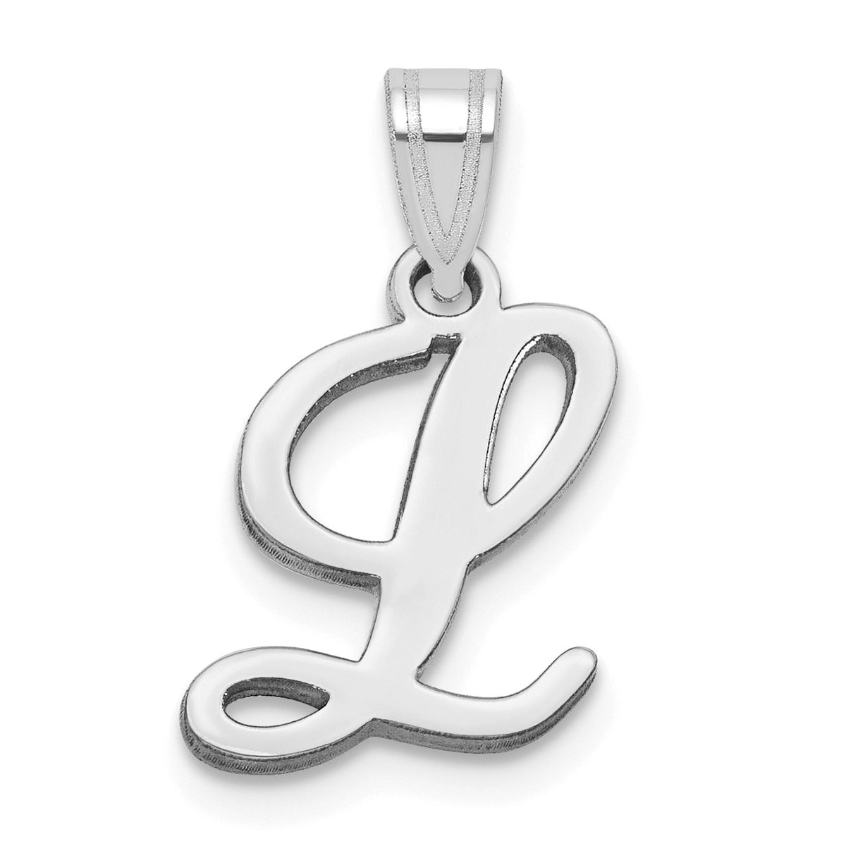 14KW White Gold Script Letter L Initial Pendant