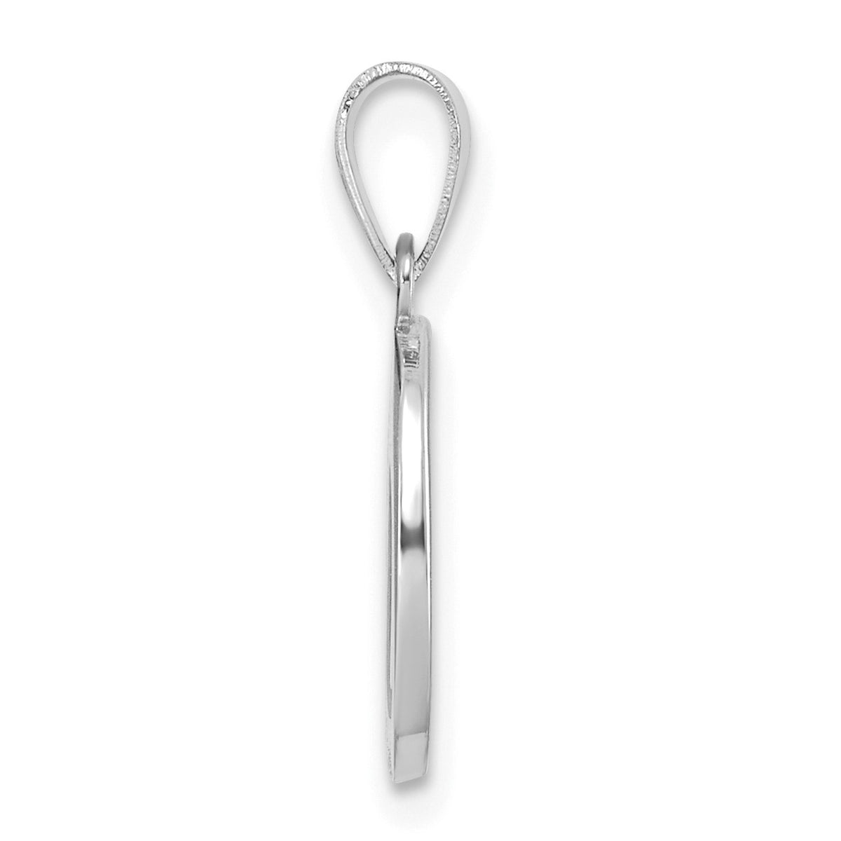 14KW White Gold Script Letter O Initial Pendant
