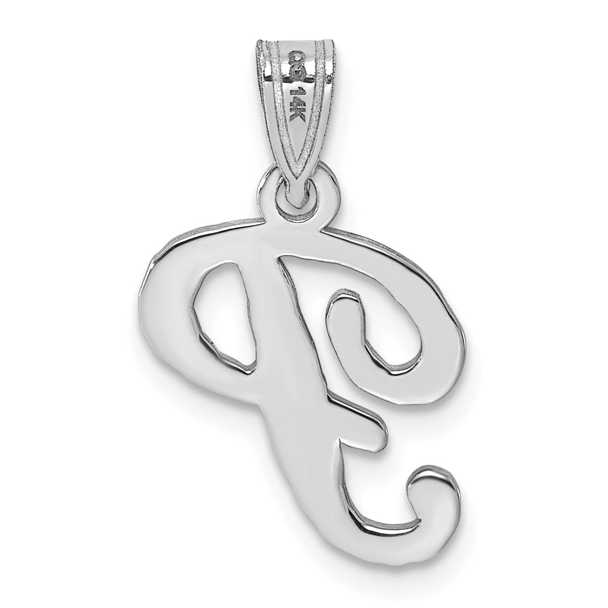 14KW White Gold Script Letter P Initial Pendant