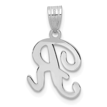 14KW White Gold Script Letter R Initial Pendant