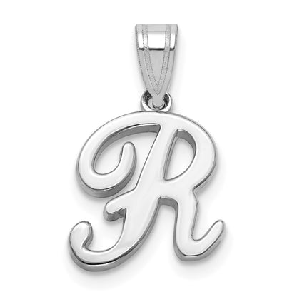 14KW White Gold Script Letter R Initial Pendant