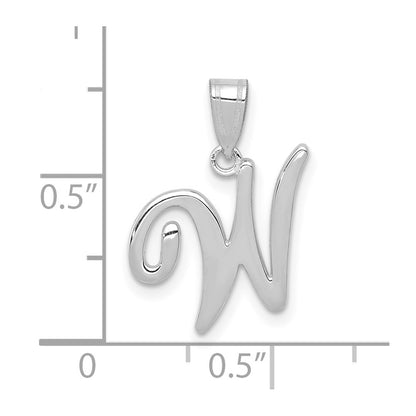 14KW White Gold Script Letter W Initial Pendant