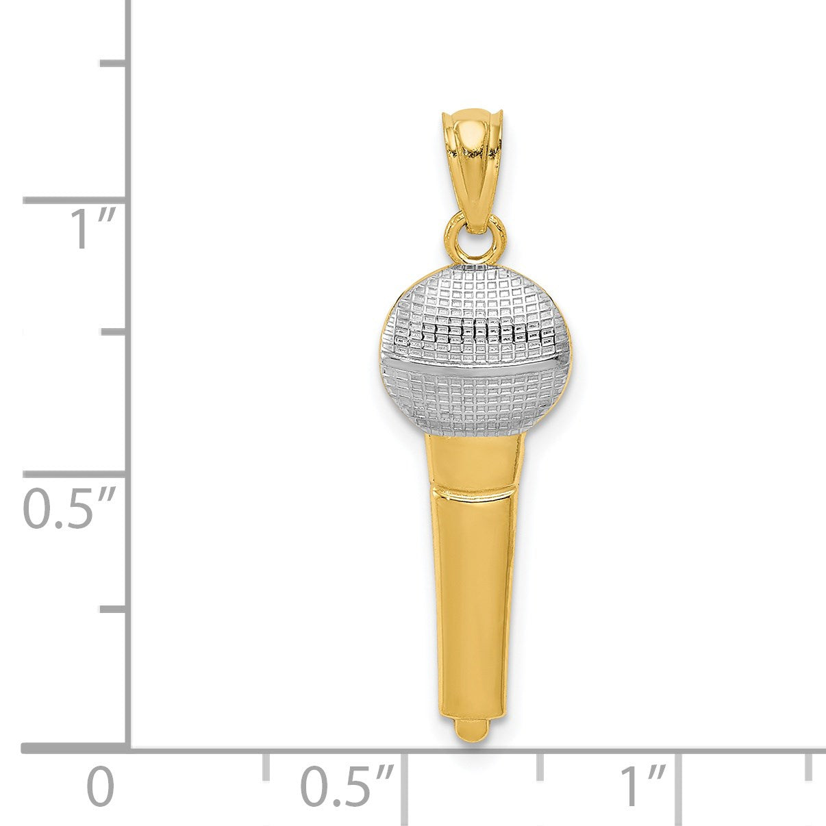 14k and White Rhodium Microphone Pendant