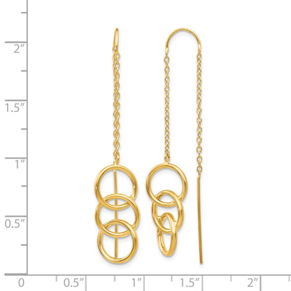 14k Triple Circle and Chain Threader Earrings