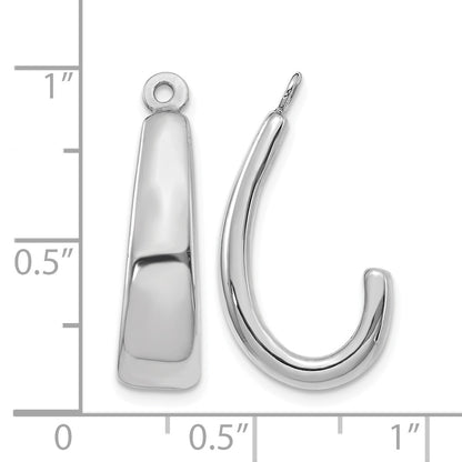 14k White Gold Polished J-Hoop Earring Jackets
