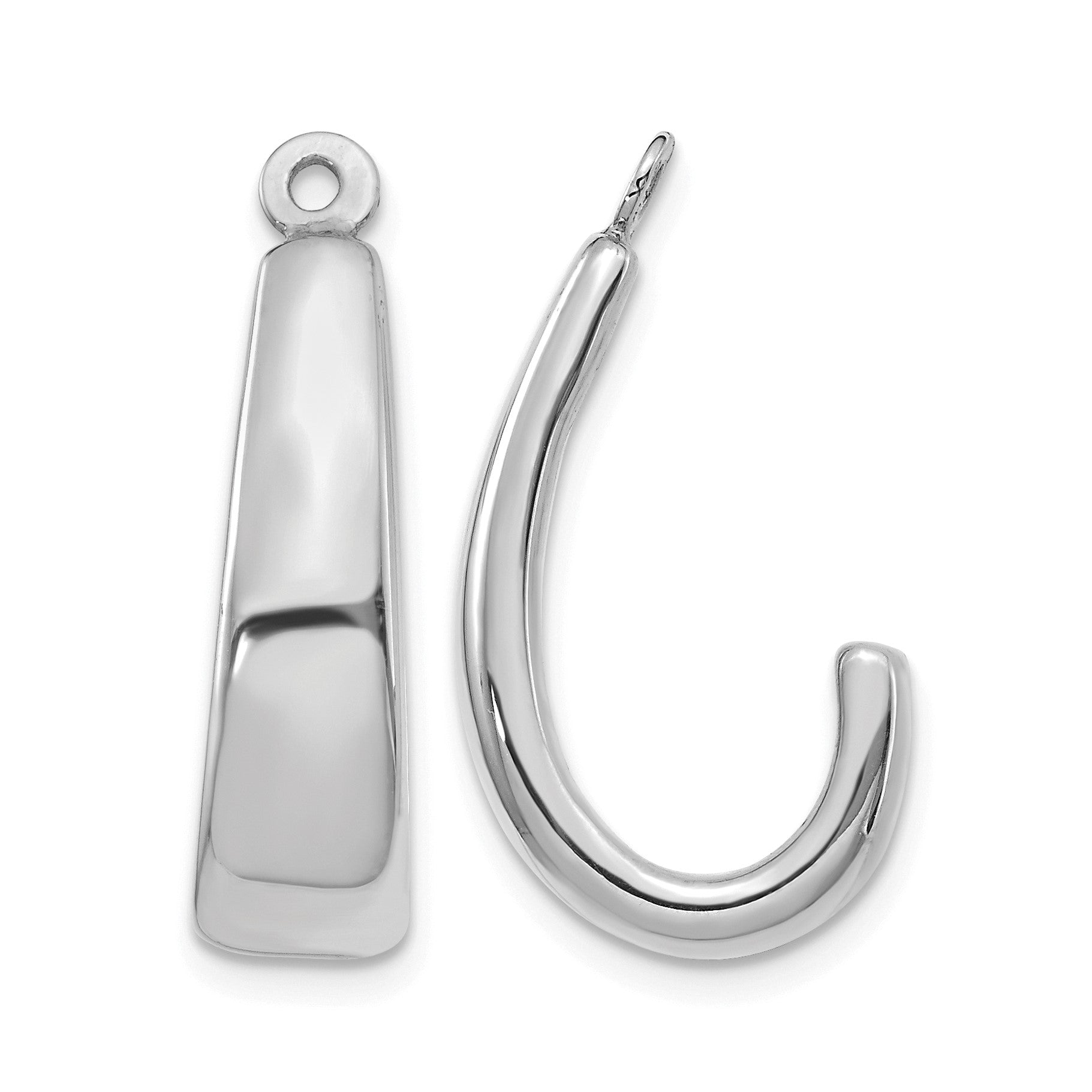 14k White Gold Polished J-Hoop Earring Jackets