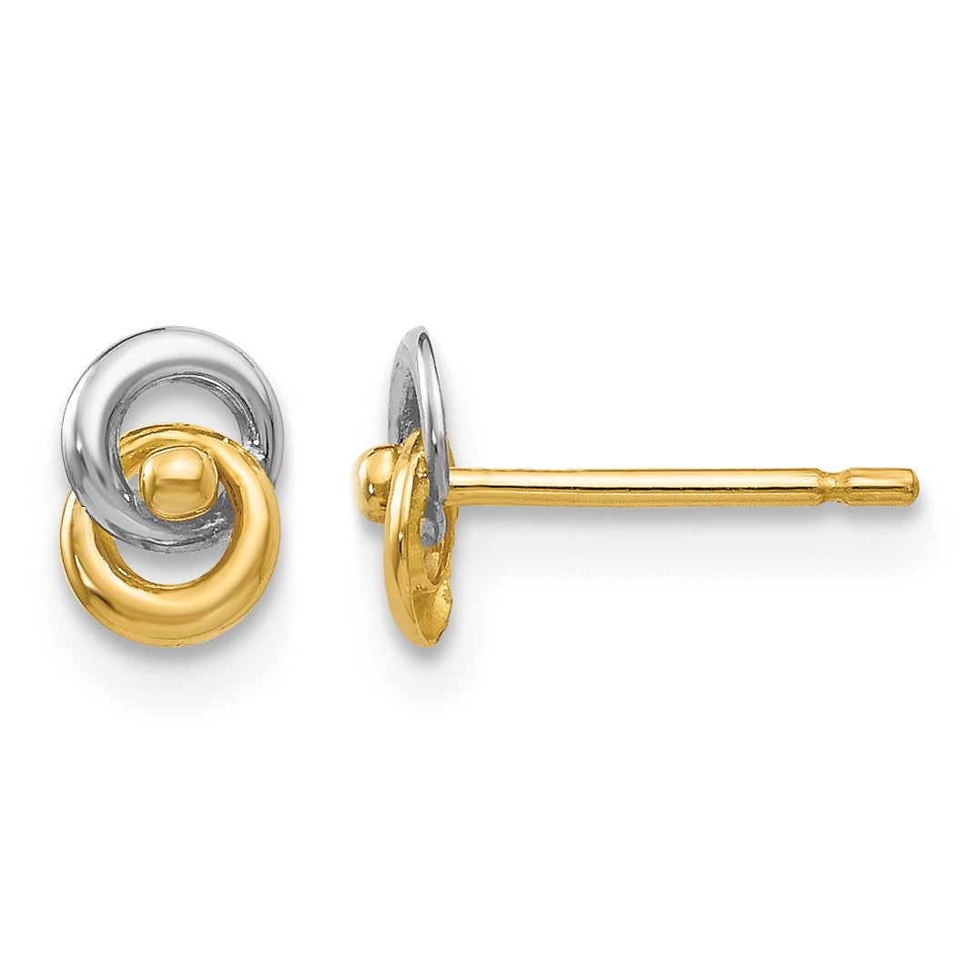 14k and White Rhodium 5mm Intertwined Love Knot Post Earrings