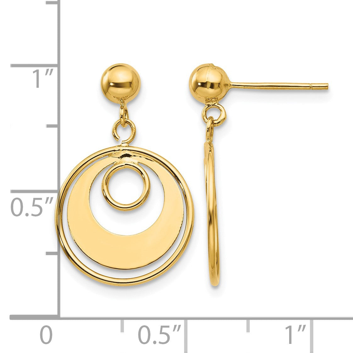 14k Circle Dangle Post Earrings
