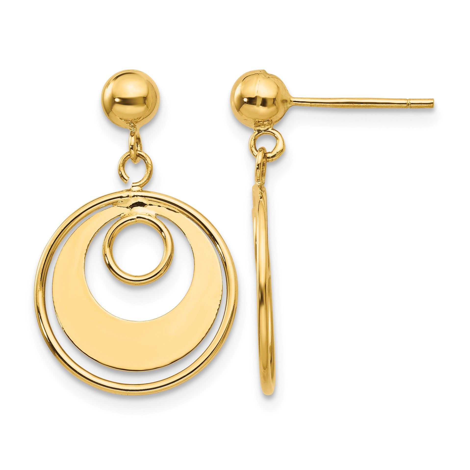 14k Circle Dangle Post Earrings