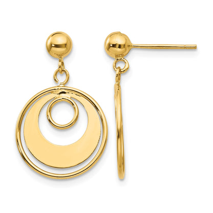 14k Circle Dangle Post Earrings