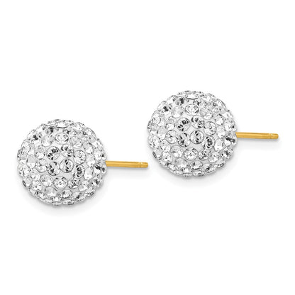 14k 10mm Disco Ball Crystal Stud Earrings