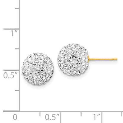 14k 10mm Disco Ball Crystal Stud Earrings