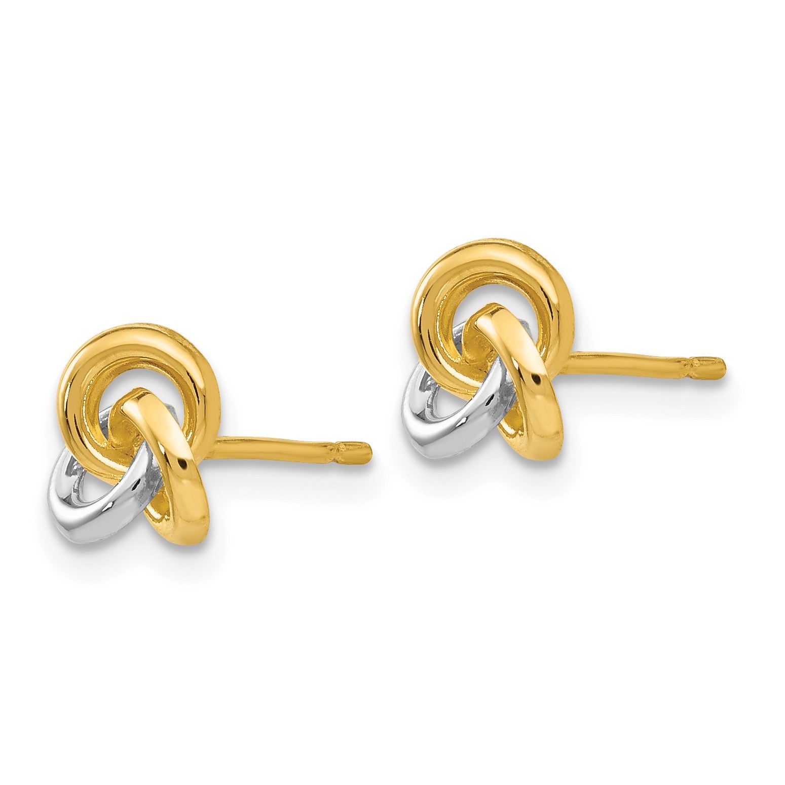 14k and White Rhodium Trinity Knot Post Earrings