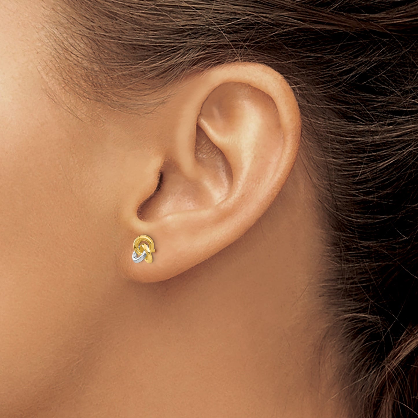 14k and White Rhodium Trinity Knot Post Earrings