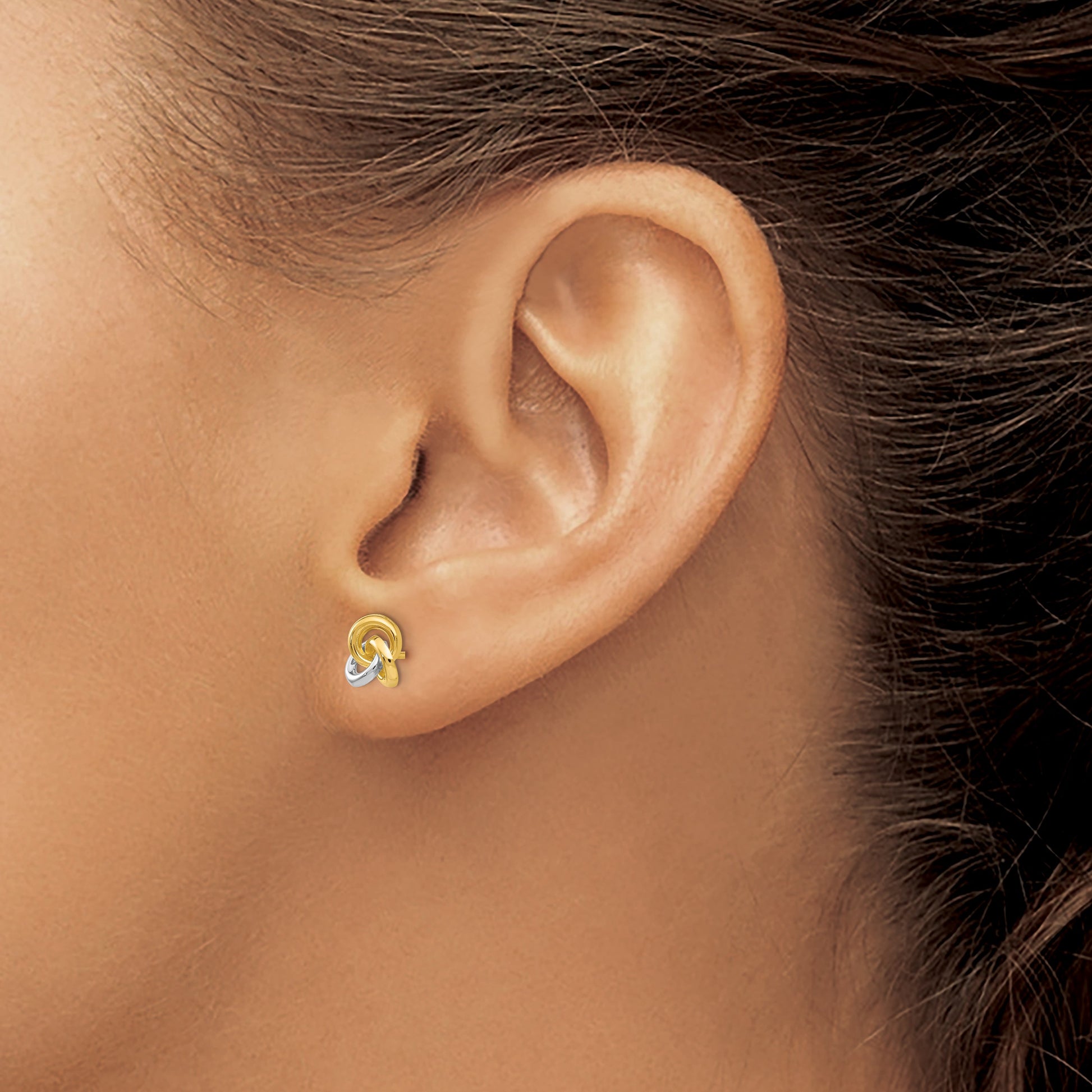 14k and White Rhodium Trinity Knot Post Earrings